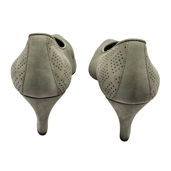 Vtg Amalfi Women's Grey Italian Nubuck Leather Heels Pumps Sz 9.5 AA - Picture 5 of 10